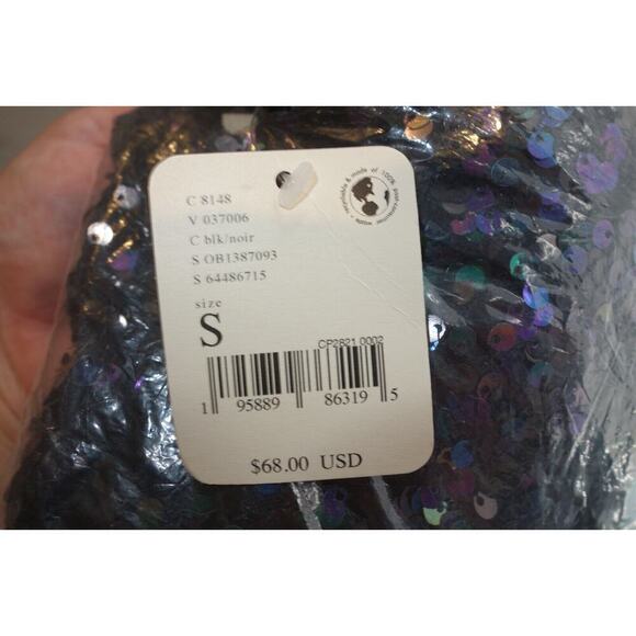 NEW Free People Intimately Big Night Sequin Crop Top BLACK Women's Small - Picture 6 of 6